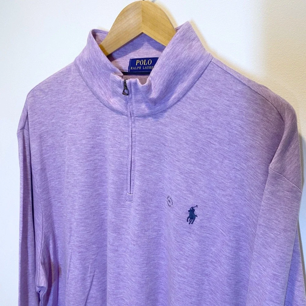 Polo Ralph Lauren Quarter Zip Mens XXL Purple NWT Heathered Pullover Sweater